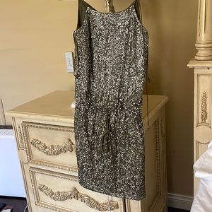 Olive green sparkle dress with tie detailing